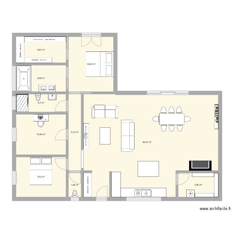 Maison 3. Plan de 10 pièces et 129 m2
