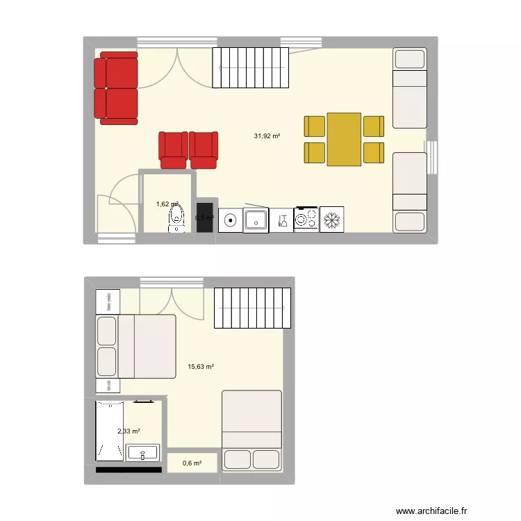 Praroustan. Plan de 7 et 53 m² Praroustan. Plan de 7 et 53 m²