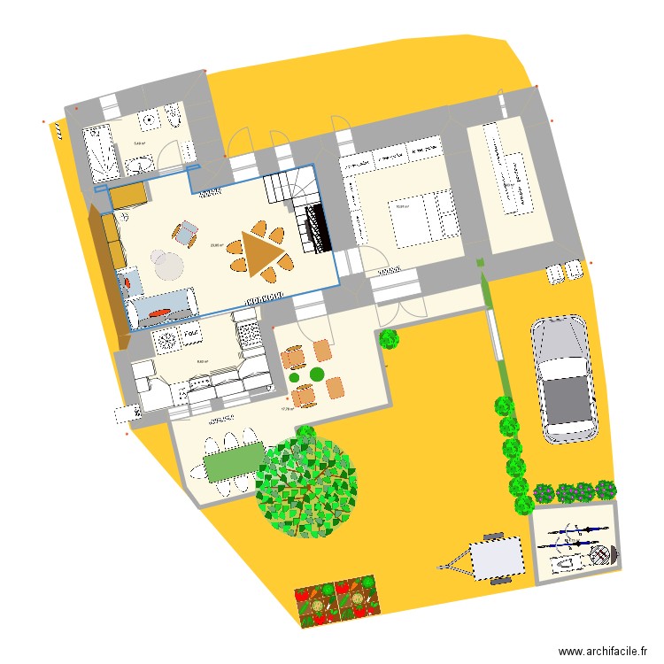 PRIEUX plan intérieur RDC 2209 bis. Plan de 7 pièces et 78 m2