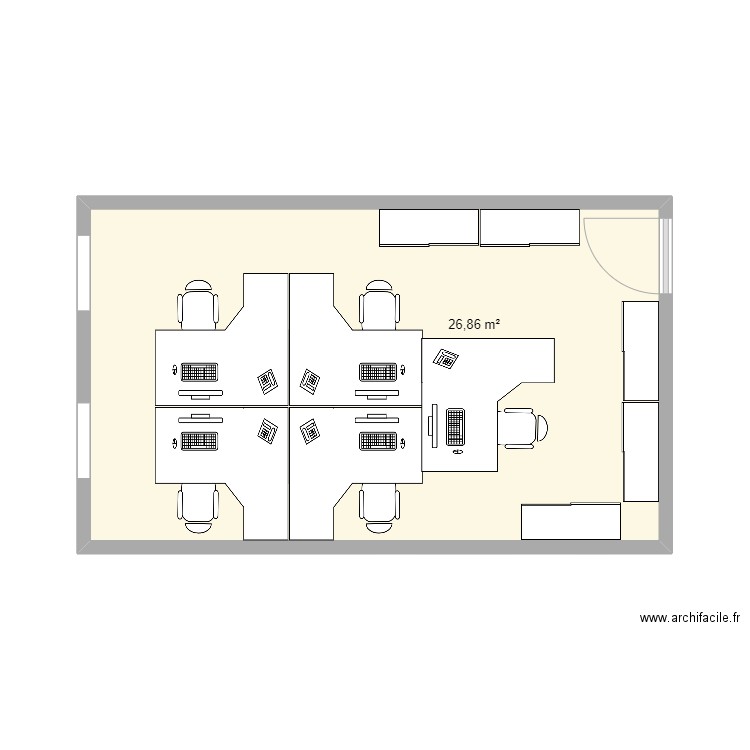 bureau ti. Plan de 1 pièce et 27 m2