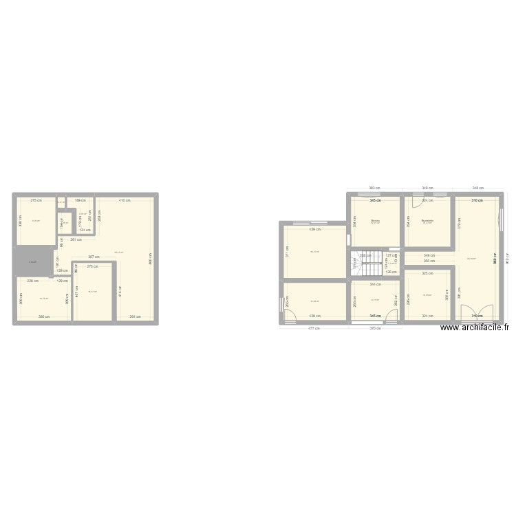 rdc. Plan de 17 pièces et 187 m2