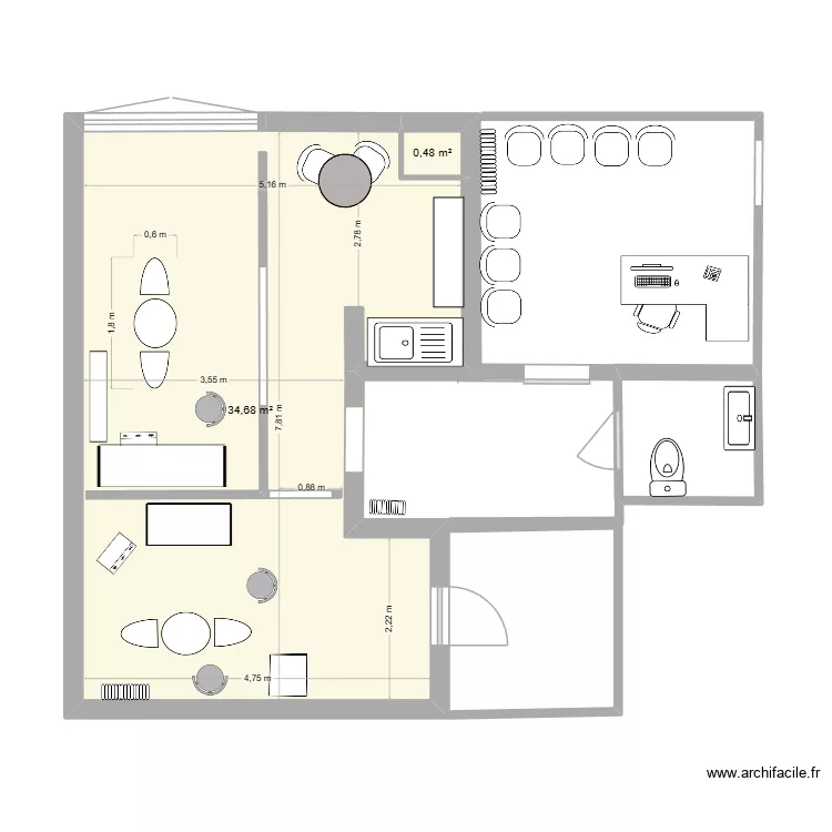 CABINET 4. Plan de 2 pièces et 35 m² CABINET 4. Plan de 2 pièces et 35 m²