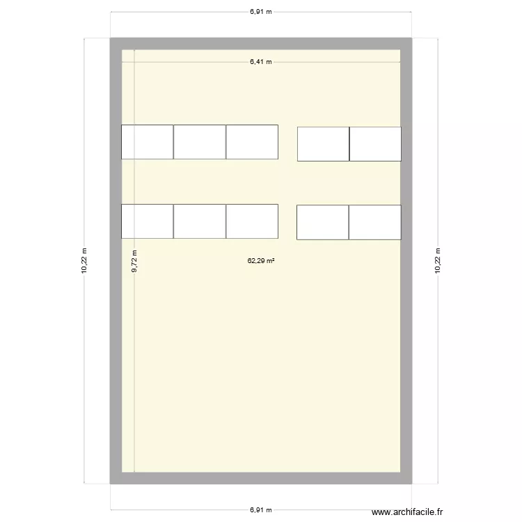 plan. Plan de 1  et 62 m²