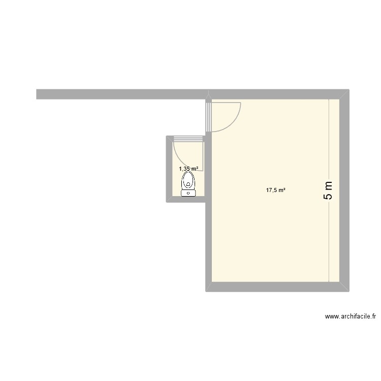 teste 1. Plan de 2 pièces et 19 m2