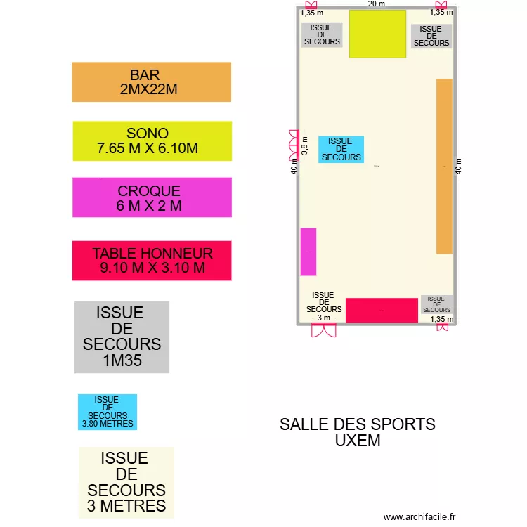 PLAN SALLE DES SPORTS. Plan de PLAN SALLE DES SPORTS. Plan de