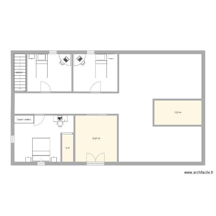 casa. Plan de 4 pièces et 24 m2