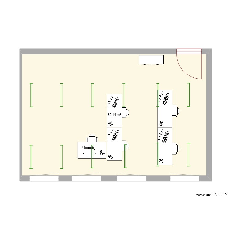 100. Plan de 1 pièce et 52 m2