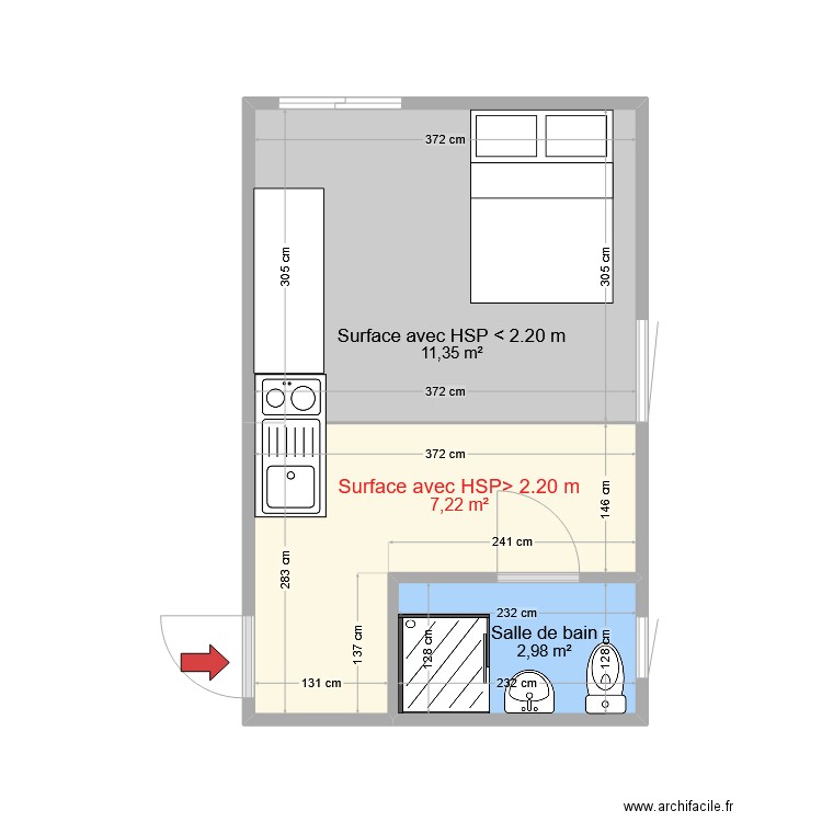 24bis Lafont Lot 3. Plan de 3 pièces et 22 m2