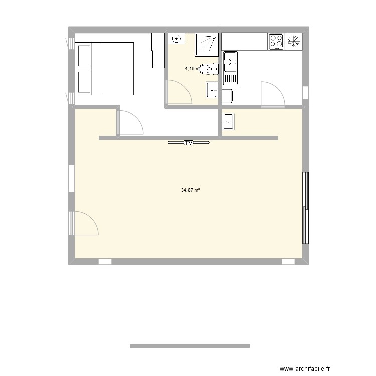 Maison de brousse 2. Plan de 2 pièces et 39 m2