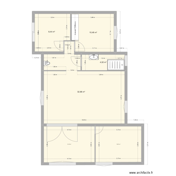 Belco projeté. Plan de 6 pièces et 80 m2