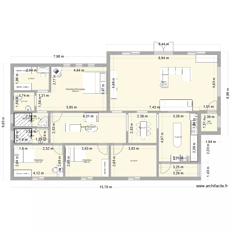 Domicile Yde. Plan de 14  et 148 m²
