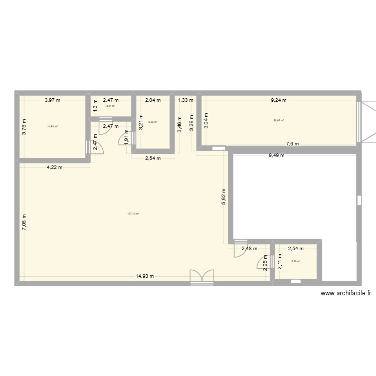 bas sbi. Plan de 6 pièces et 165 m2