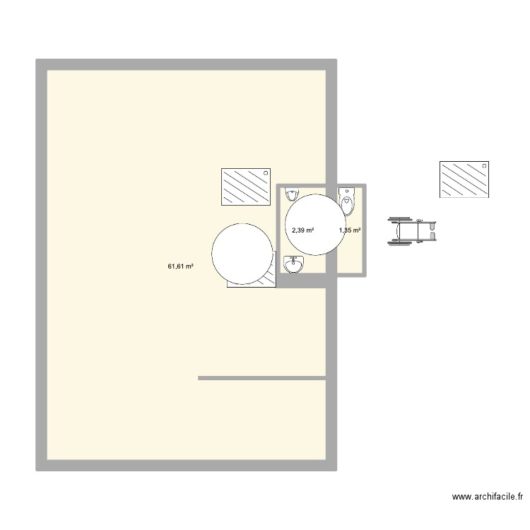 Silva 11 accueil. Plan de 3 pièces et 65 m2