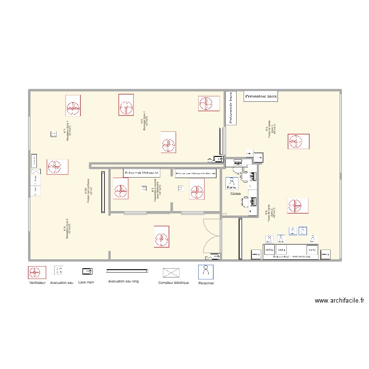plan 1 personnel. Plan de 5 pièces et 65 m2