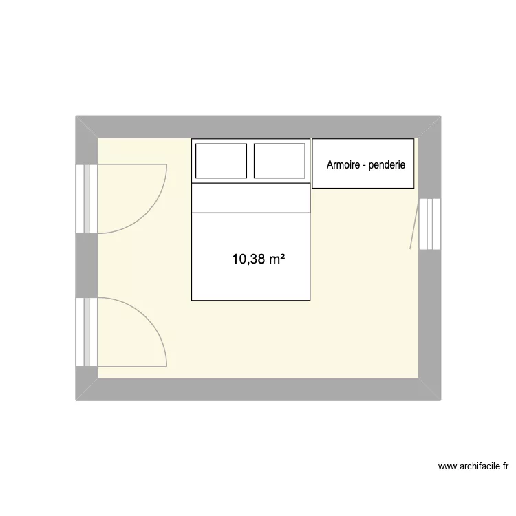 Chambre Guillaume. Plan de 1  et 10 m²