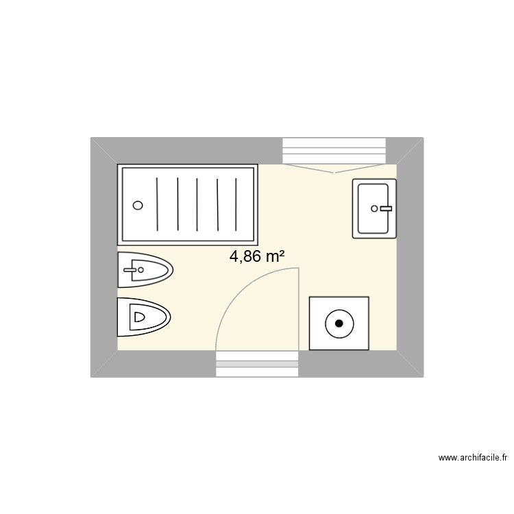 mes WC. Plan de 1 pièce et 5 m2