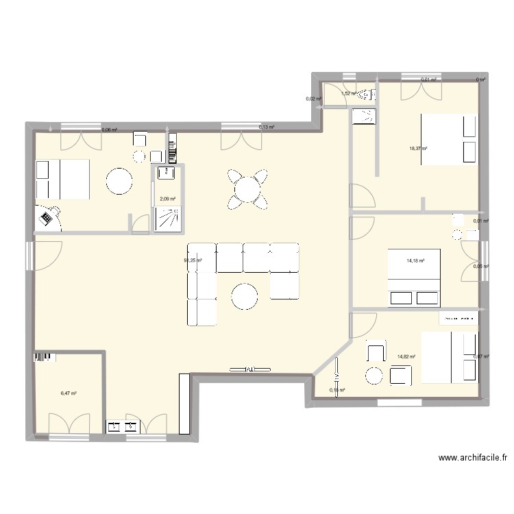 moha2. Plan de 16 pièces et 149 m2