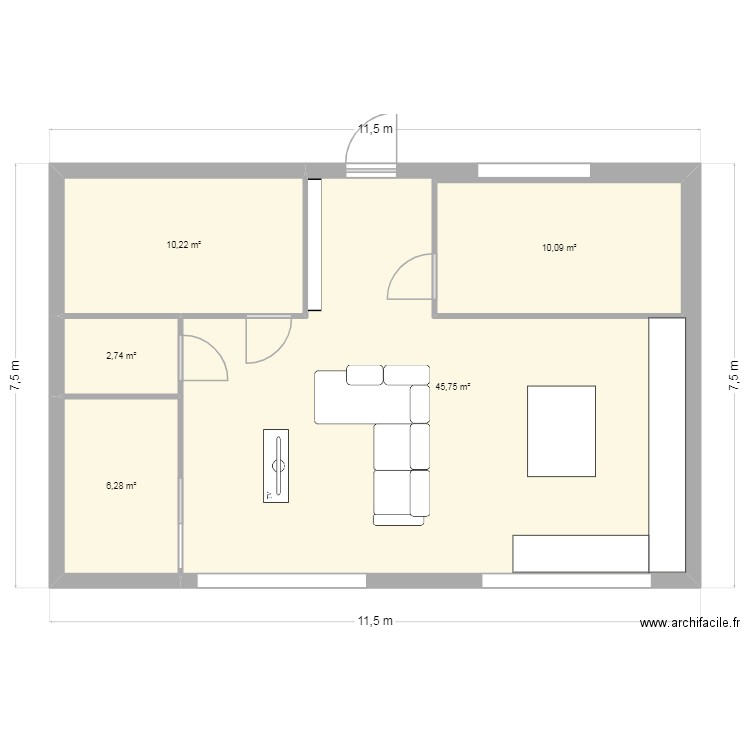 depot neuvic. Plan de 5 pièces et 86 m2