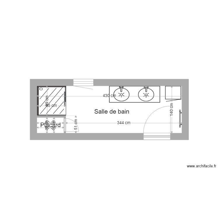 Plan sdb VILLE avant travaux. Plan de 0 pièce et 0 m2