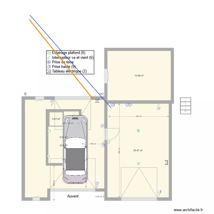 Extension cot&eacute; maison plan c. Plan de 
