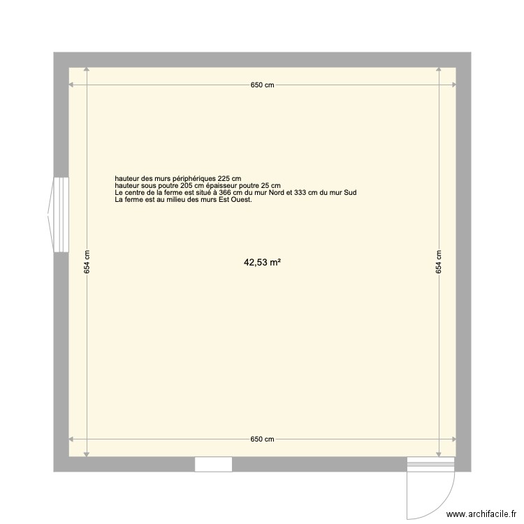 étage maison. Plan de 1 pièce et 43 m2