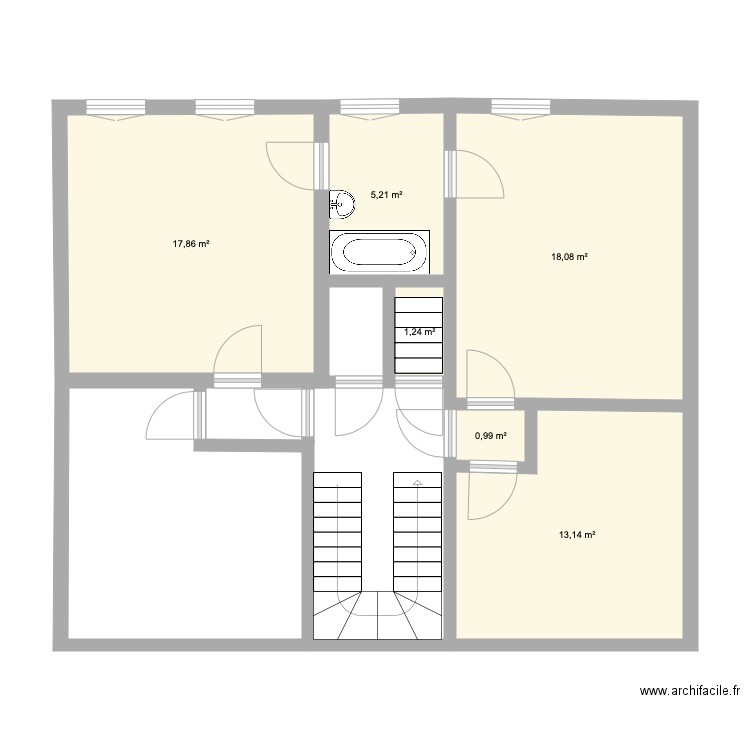 luluclermont étage. Plan de 6 pièces et 57 m2