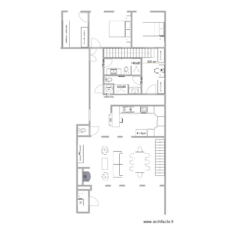 carlos 5. Plan de 6 pièces et 23 m2