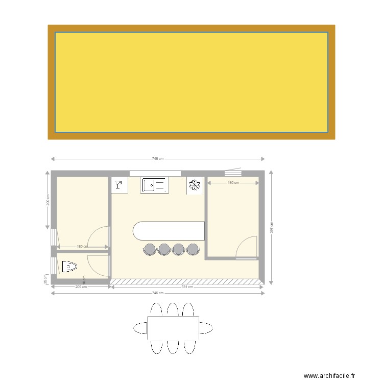 445. Plan de 5 pièces et 57 m2