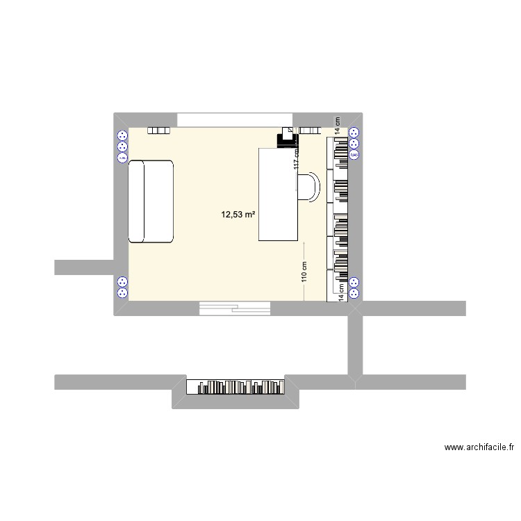 Bureau Béchet 2. Plan de 1 pièce et 13 m2