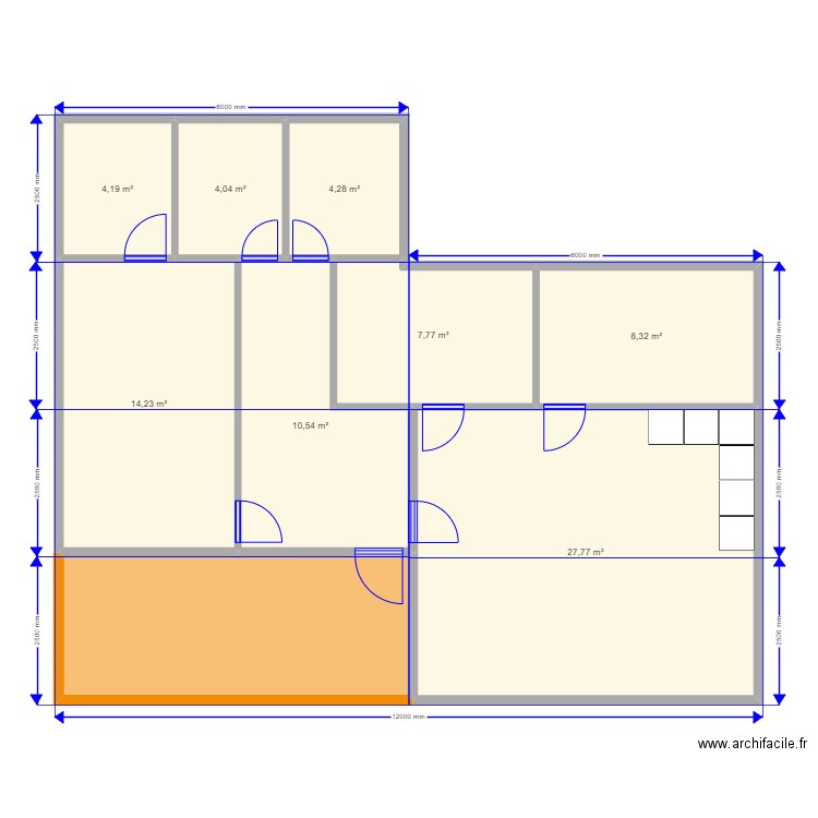 90 1 Акватория без окон. Plan de 9 pièces et 95 m2