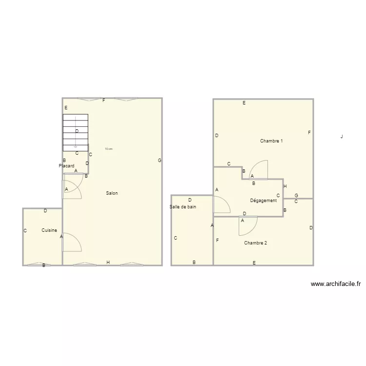 Croquis BEAUDET appt 1&egrave;re &eacute;tage droite. Plan de 