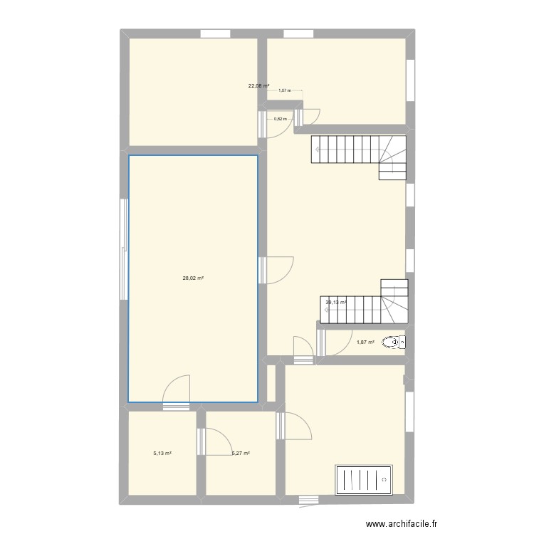 1er etage jerome. Plan de 6 pièces et 102 m2