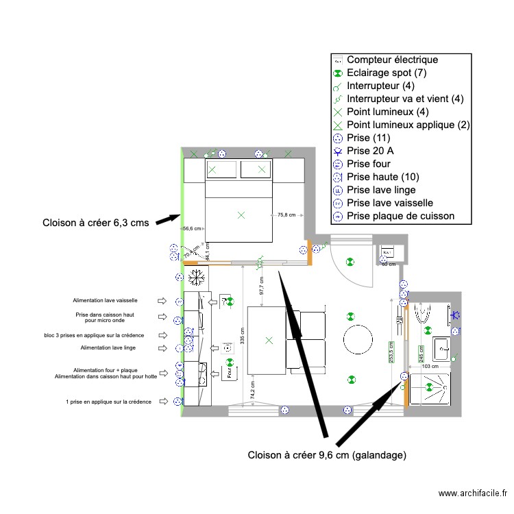 Sully elec et cloisons. Plan de 0 pièce et 0 m2