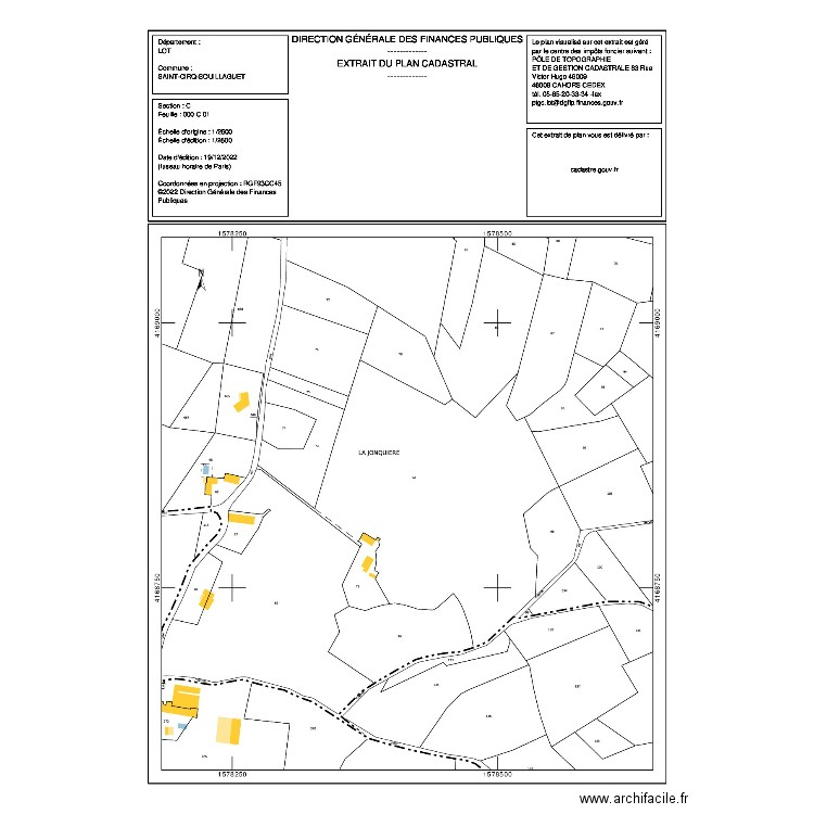 EXTRAIT PLAN CADASTRAL. Plan de 0 pièce et 0 m2