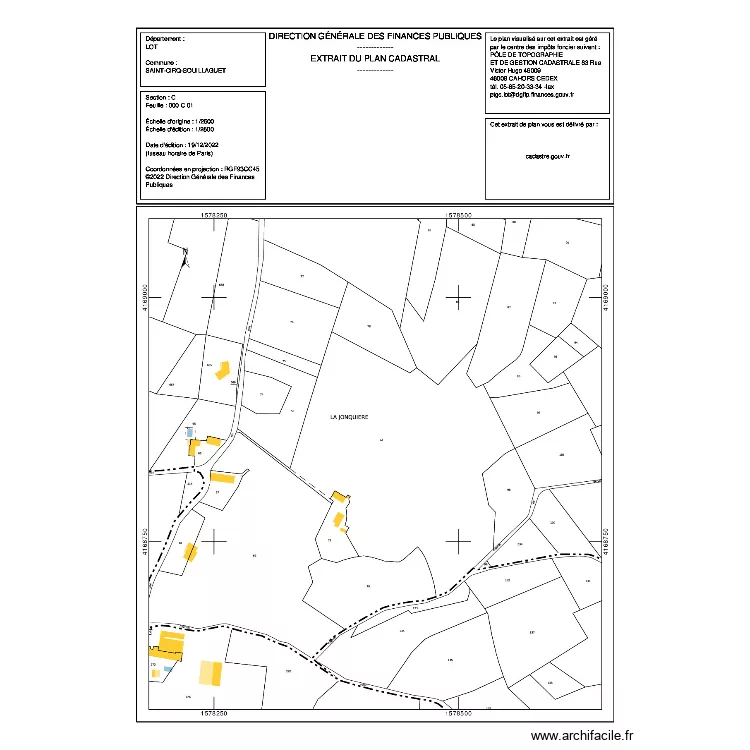 EXTRAIT PLAN CADASTRAL. Plan de 
