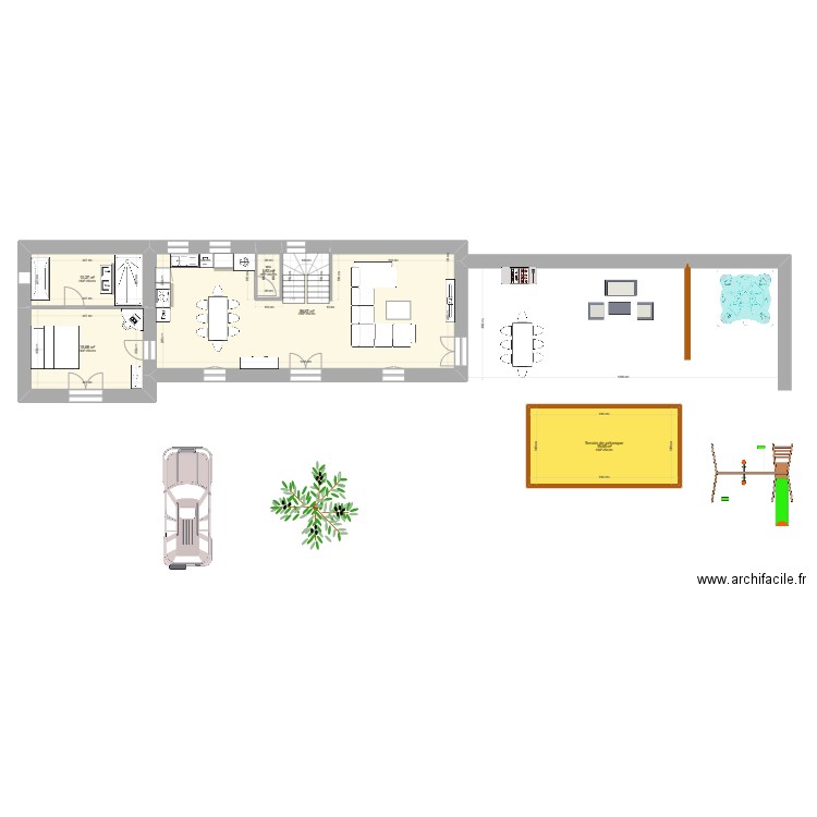 plan projet gite 1 amenagement. Plan de 12 pièces et 188 m2