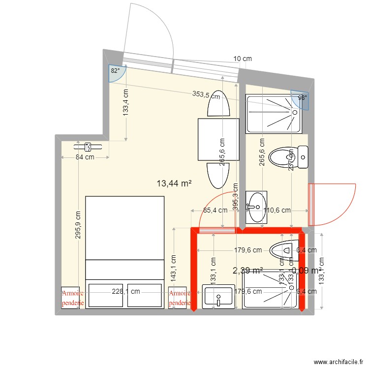 gerte5.2 apres. Plan de 3 pièces et 16 m2