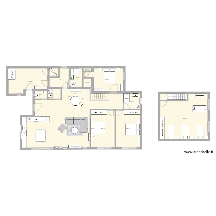 maison 3. Plan de 14 pièces et 198 m2