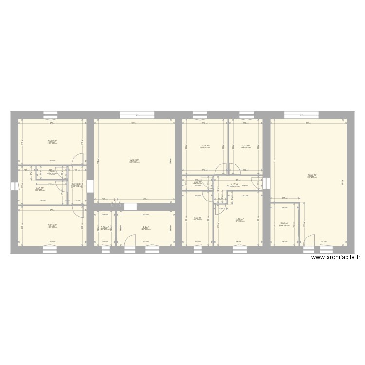 plan projet 3. Plan de 16 pièces et 180 m2