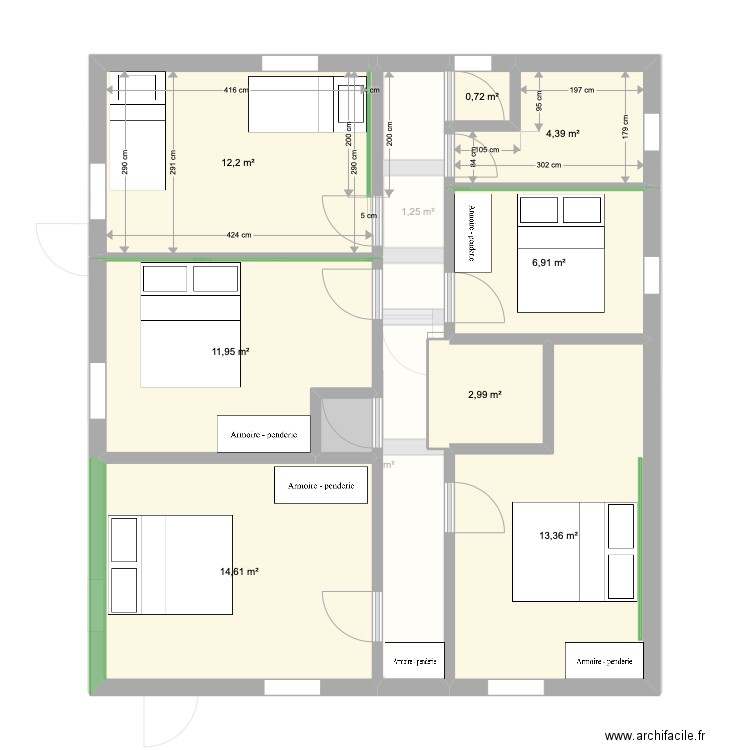 Plan chalet Vaudagne. Plan de 16 pièces et 143 m2
