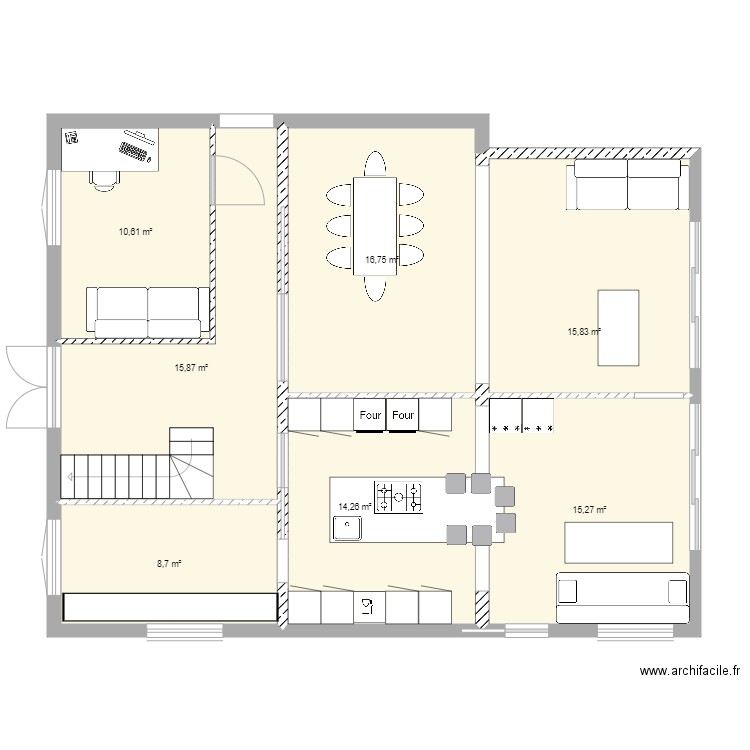 maison existant. Plan de 7 pièces et 97 m2