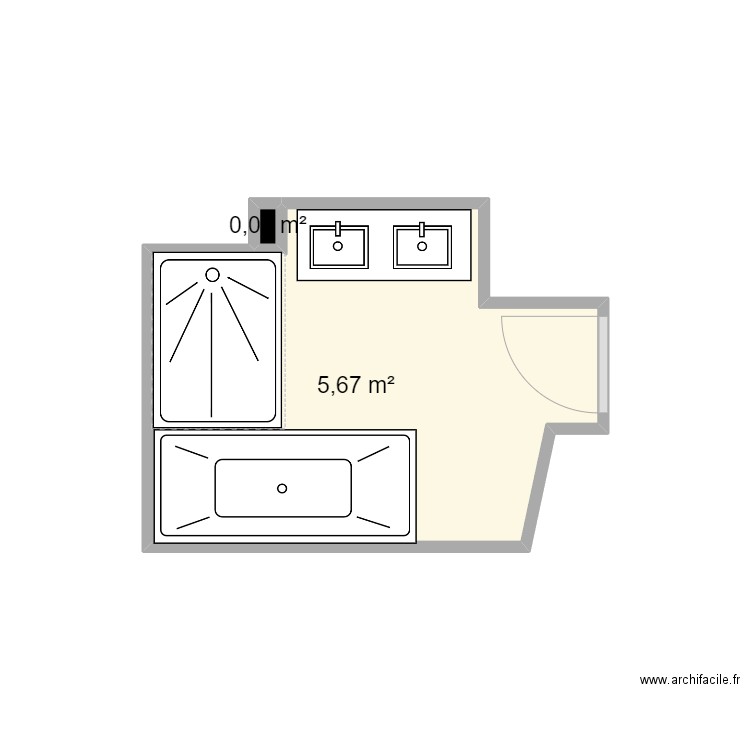 CH 13P. Plan de 2 pièces et 6 m2