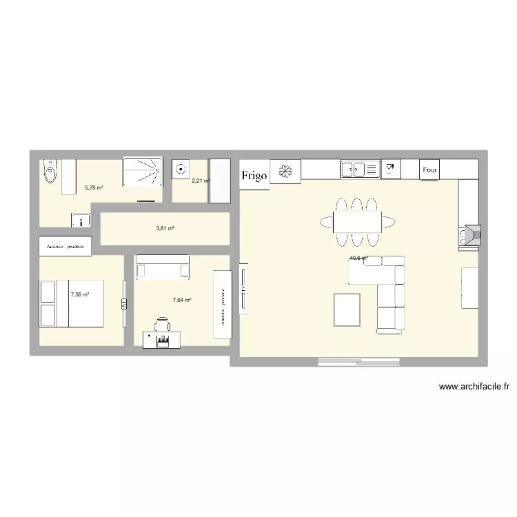 Petite maison. Plan de 6  et 68 m²