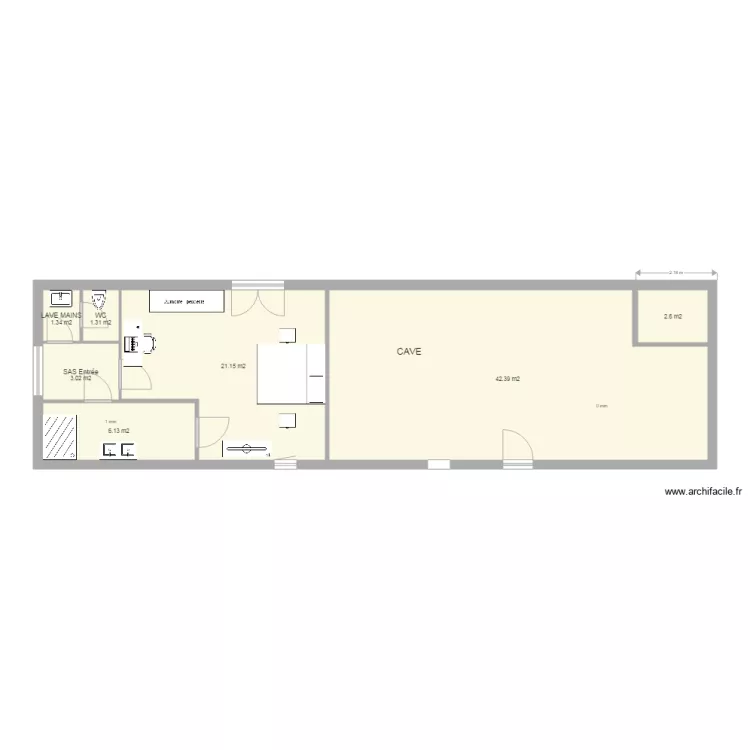 Pi&egrave;ce Grange 2. Plan de 