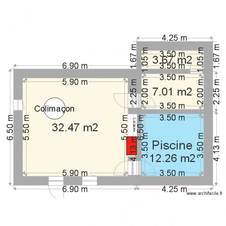 Surfaces. Plan de 0 pièce et 0 m2