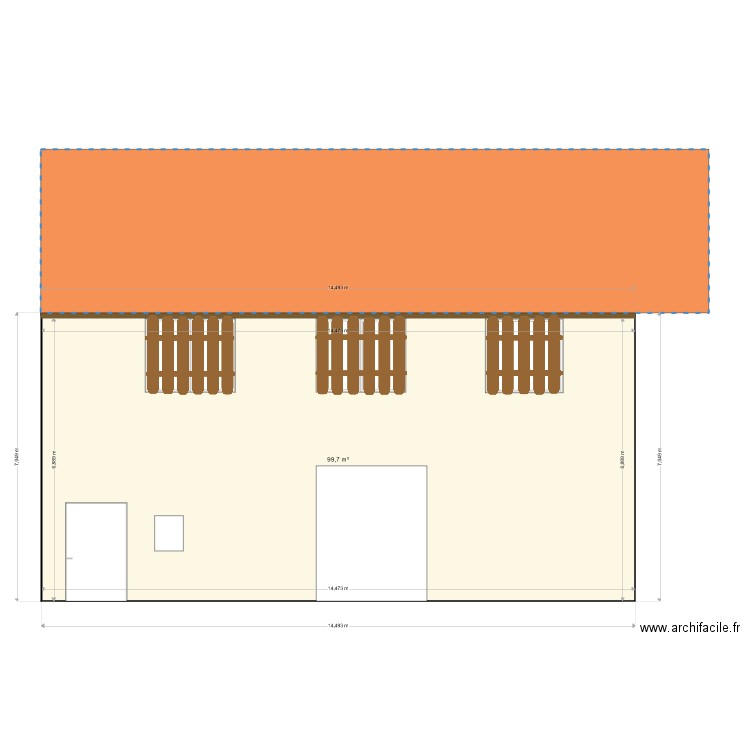 facade ouest actuelle. Plan de 0 pièce et 0 m2