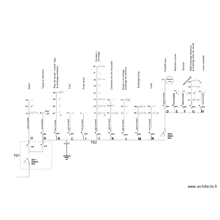 maison 1 unifilaire BIS. Plan de 0 pièce et 0 m2