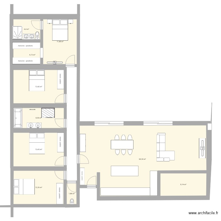 maison  bb. Plan de 10 pièces et 138 m2