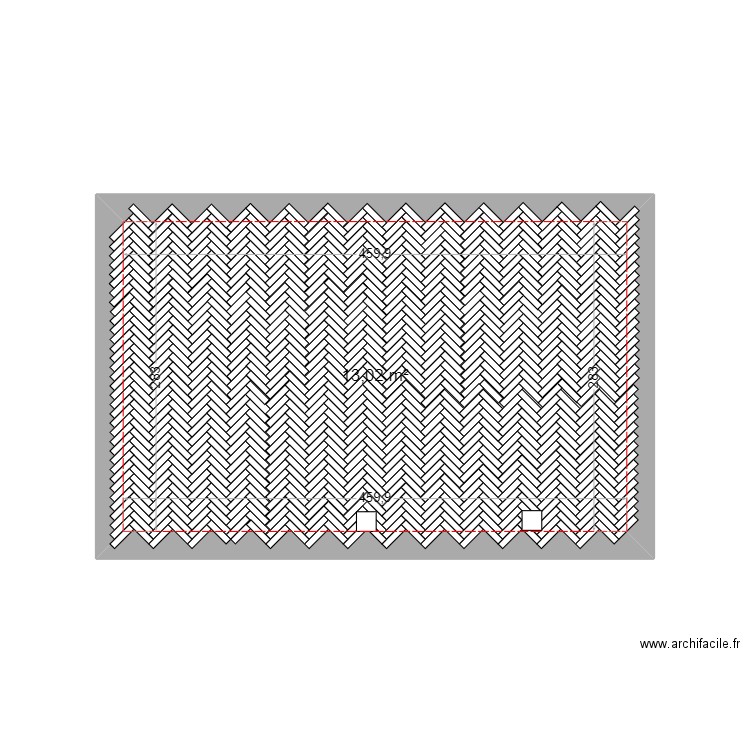 Calepinage entrée 1. Plan de 1 pièce et 13 m2