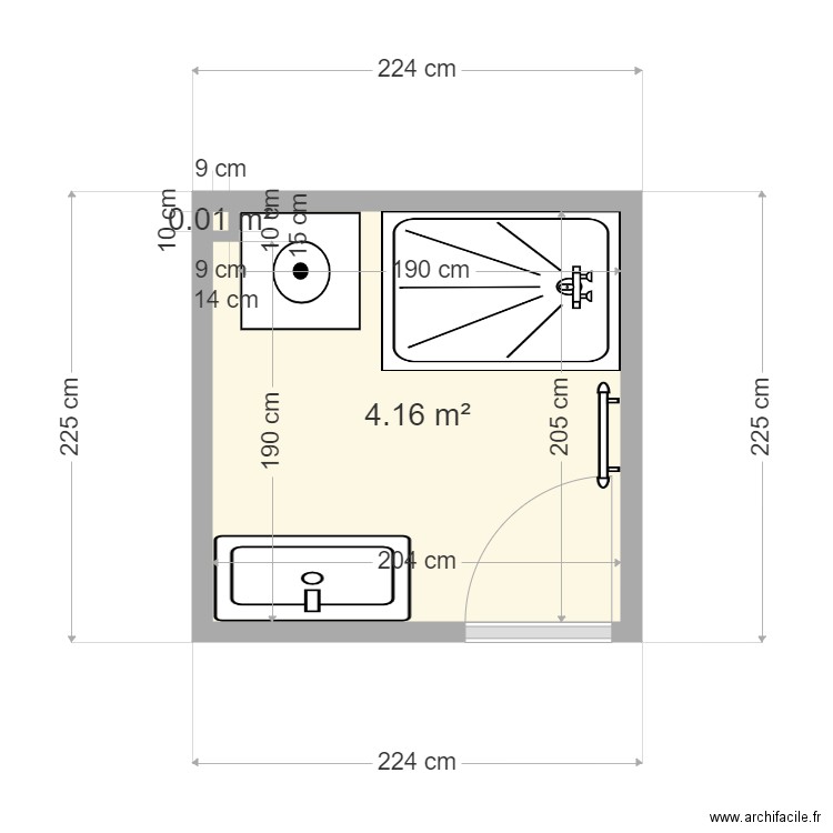 contat Judith. Plan de 2 pièces et 4 m2